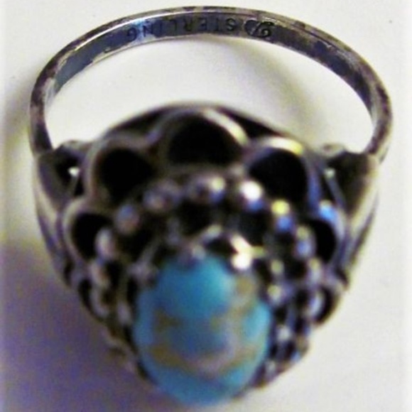 Vintage Sterling Turquoise Ring 7 - Picture 4 of 6